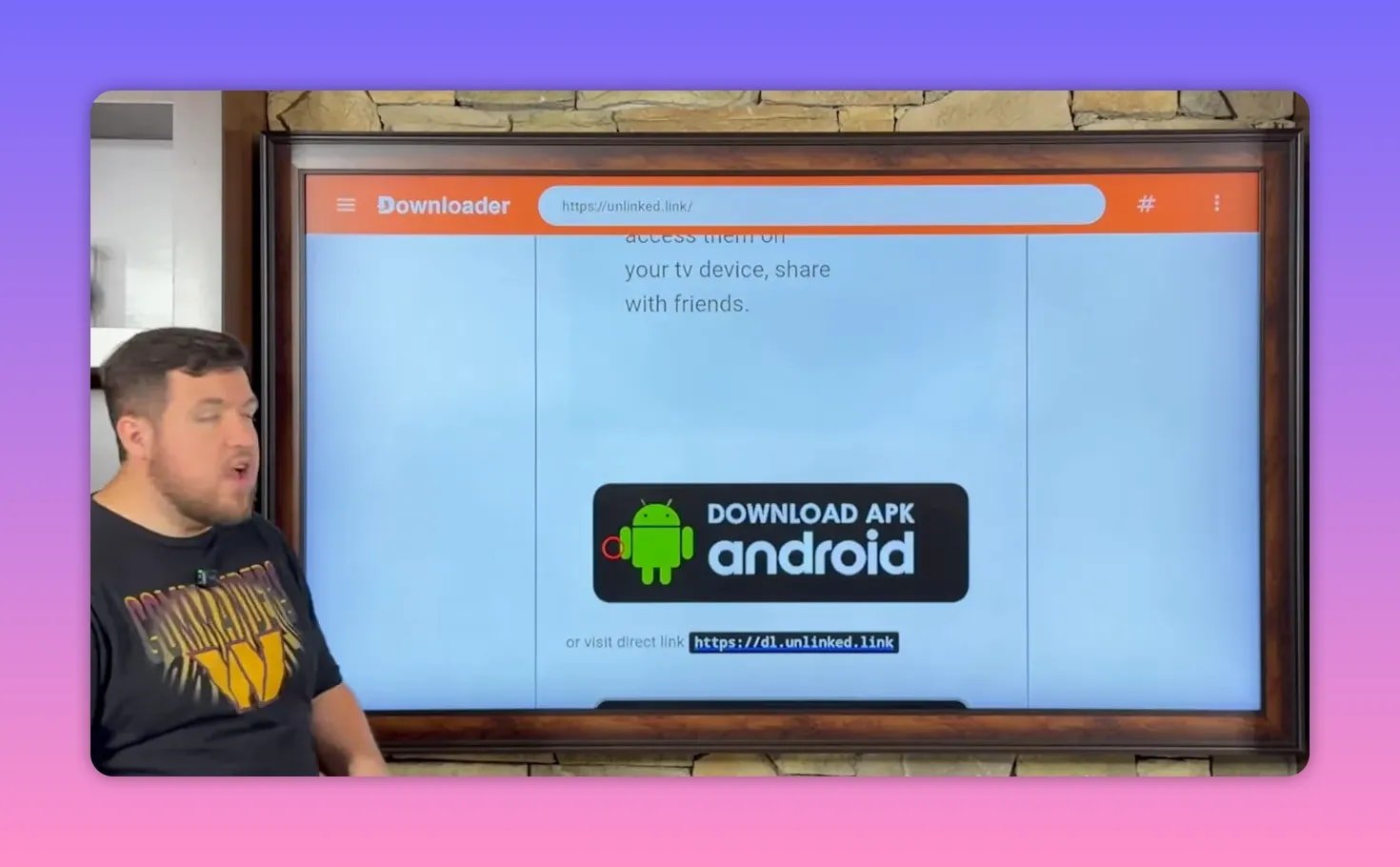 Downloader screen with Unlinked link and download APK for Unlinked Android