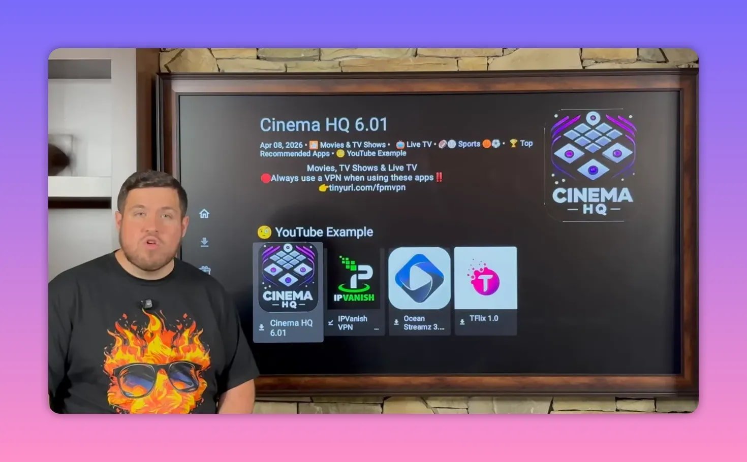 Fire Vault store Cinema HQ 6.01 screen showing featured app tiles