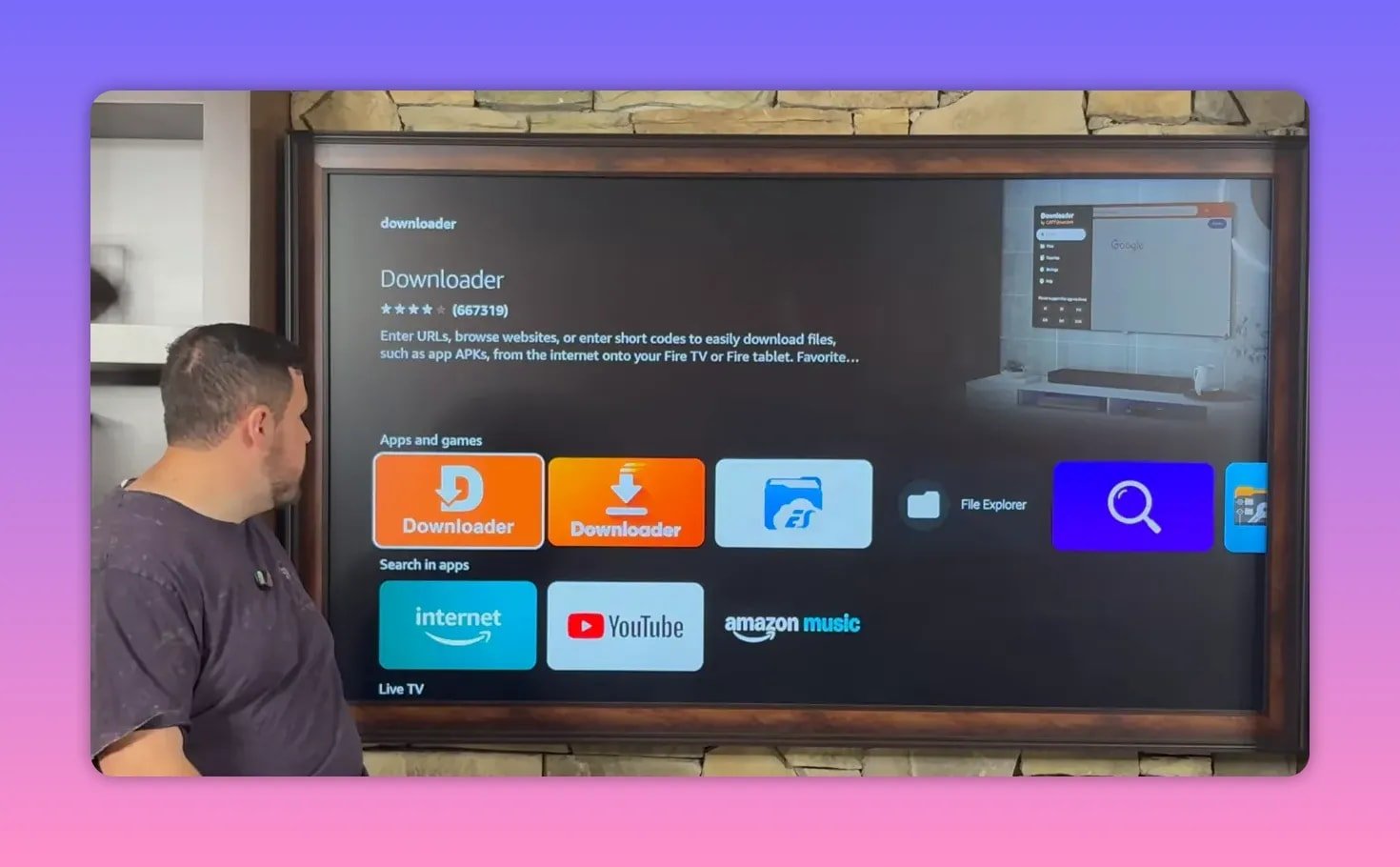 FireStick Downloader app store page shown for downloading and installing Downloader