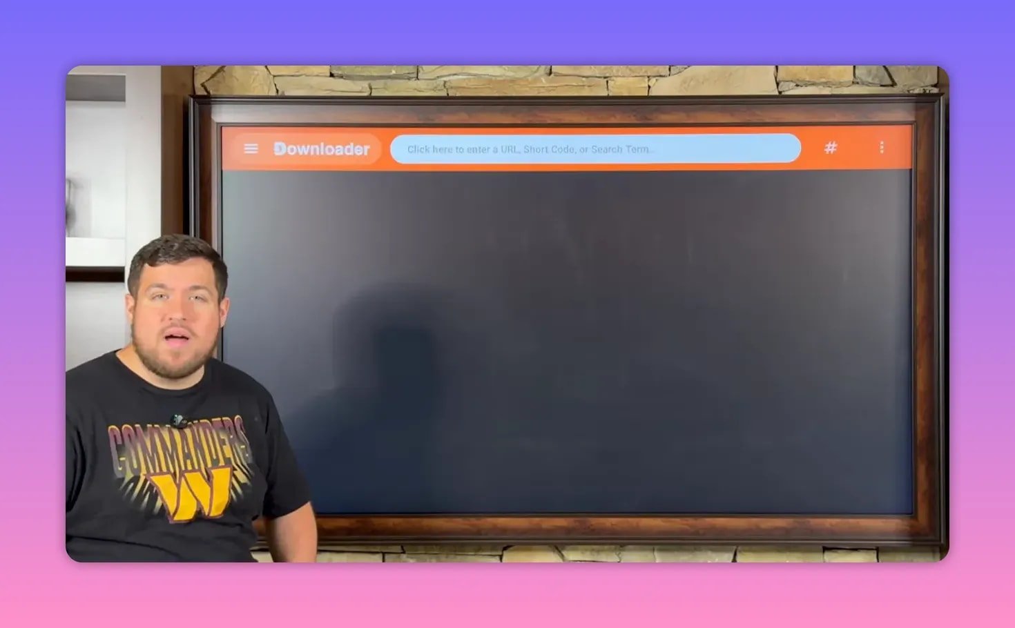 Downloader app on FireStick showing the URL input field