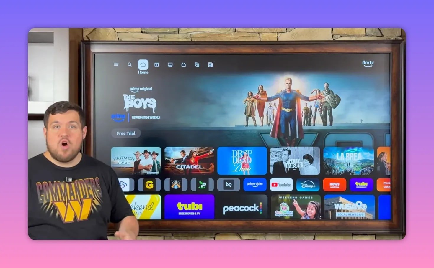 FireStick home screen with key apps pinned to the front row