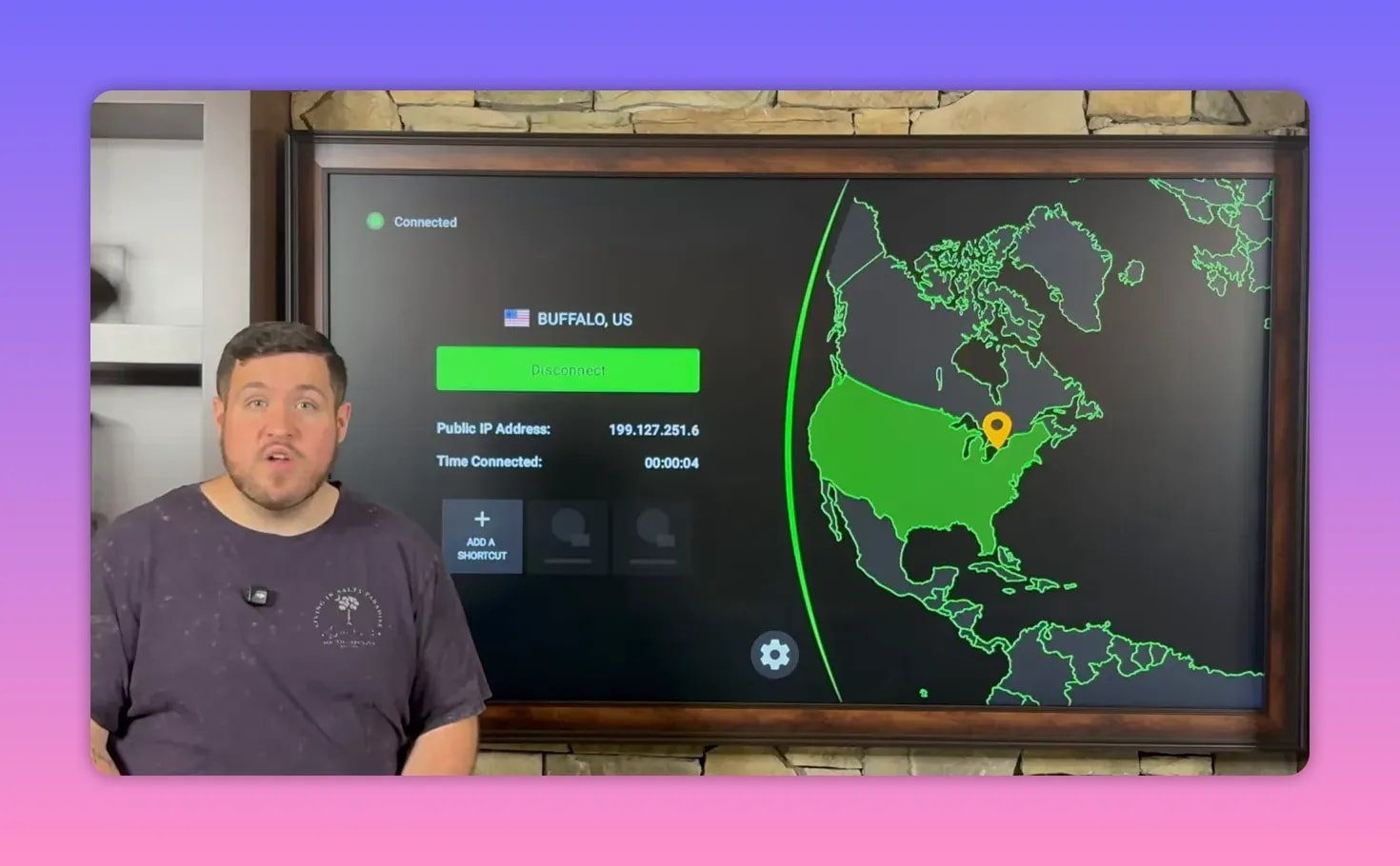 IPVanish VPN connected screen showing Disconnect button and Connected status