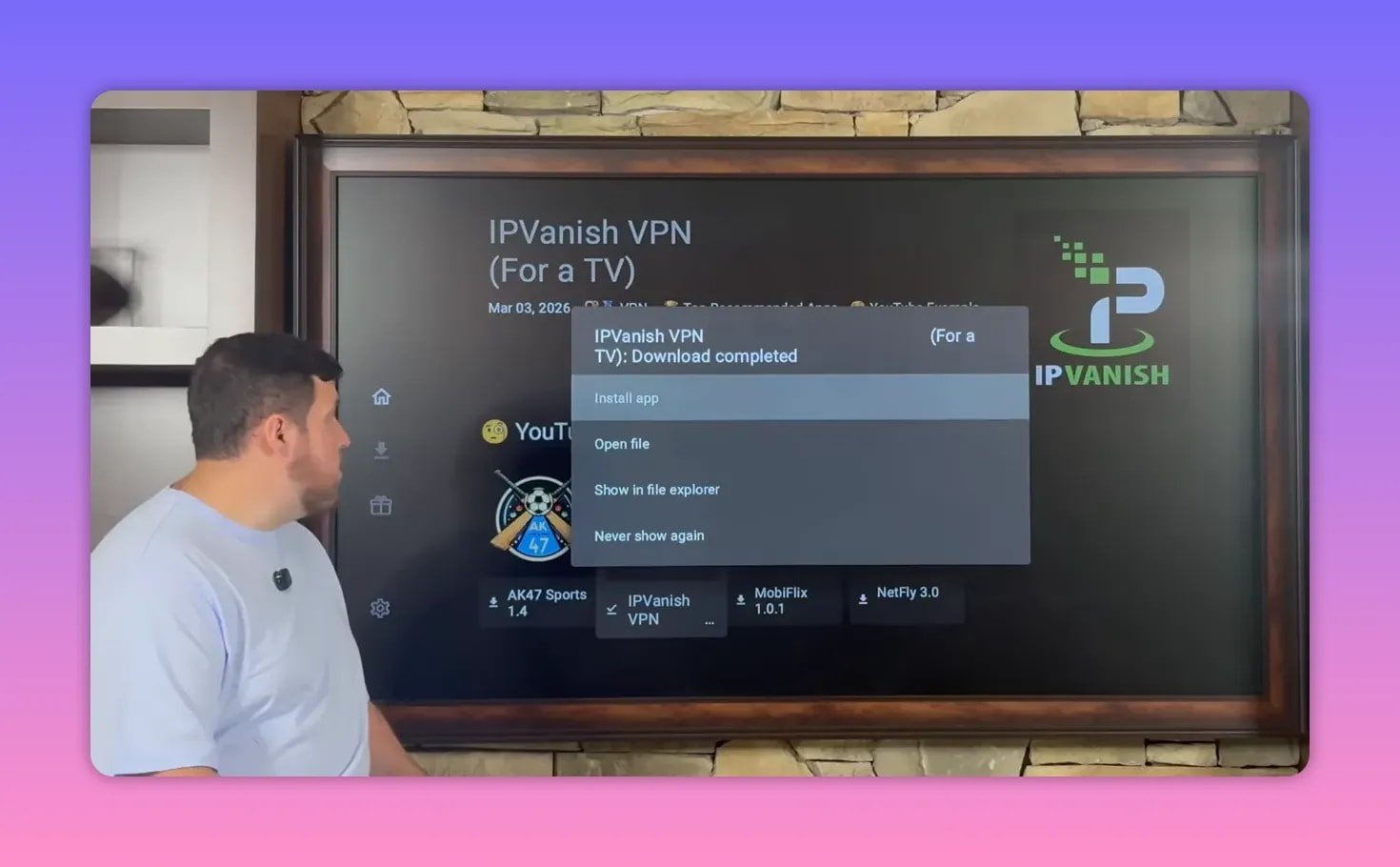 IPVanish VPN download completed with install options