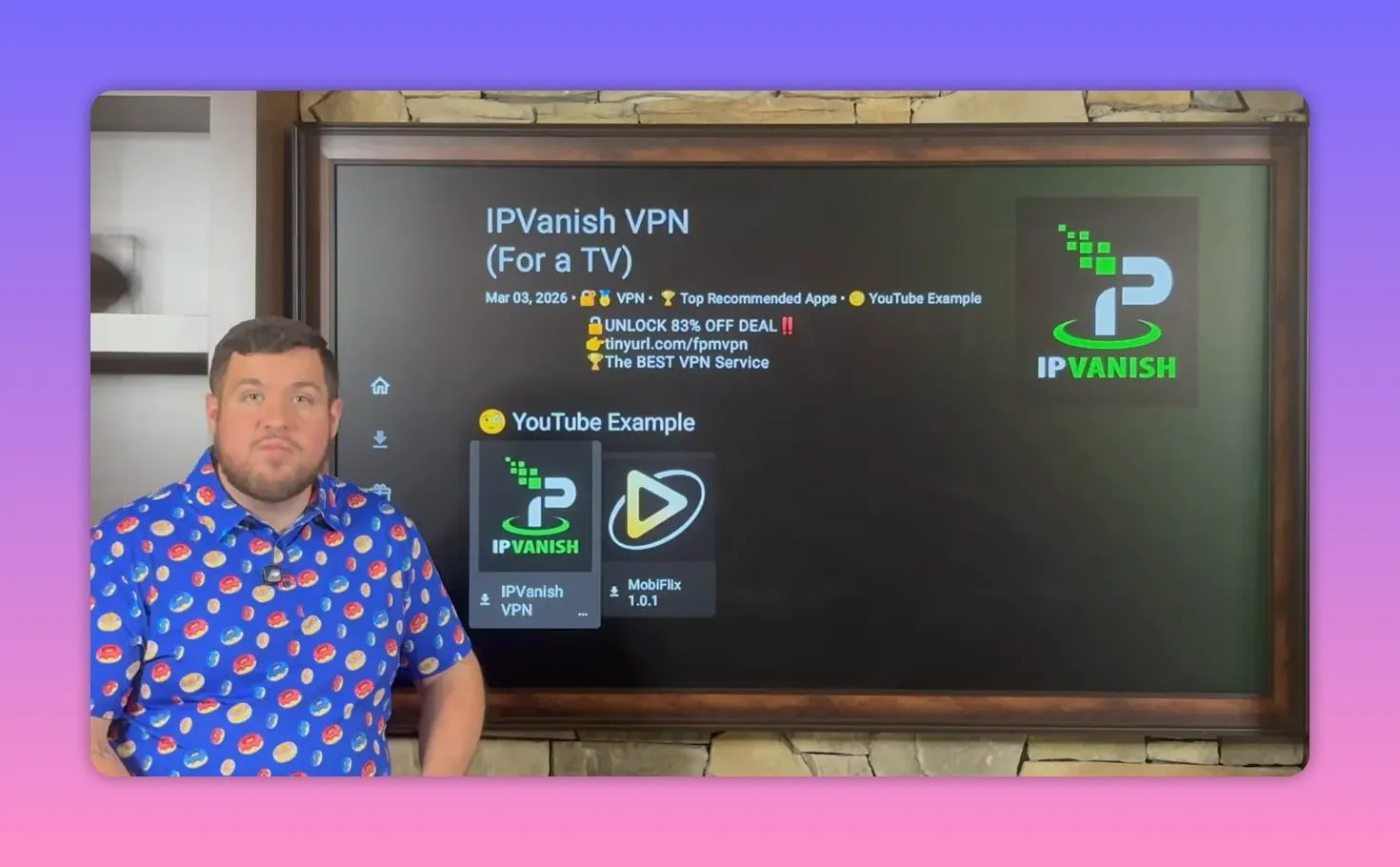 IPVanish VPN app screen showing IPVanish for TV and the app preview