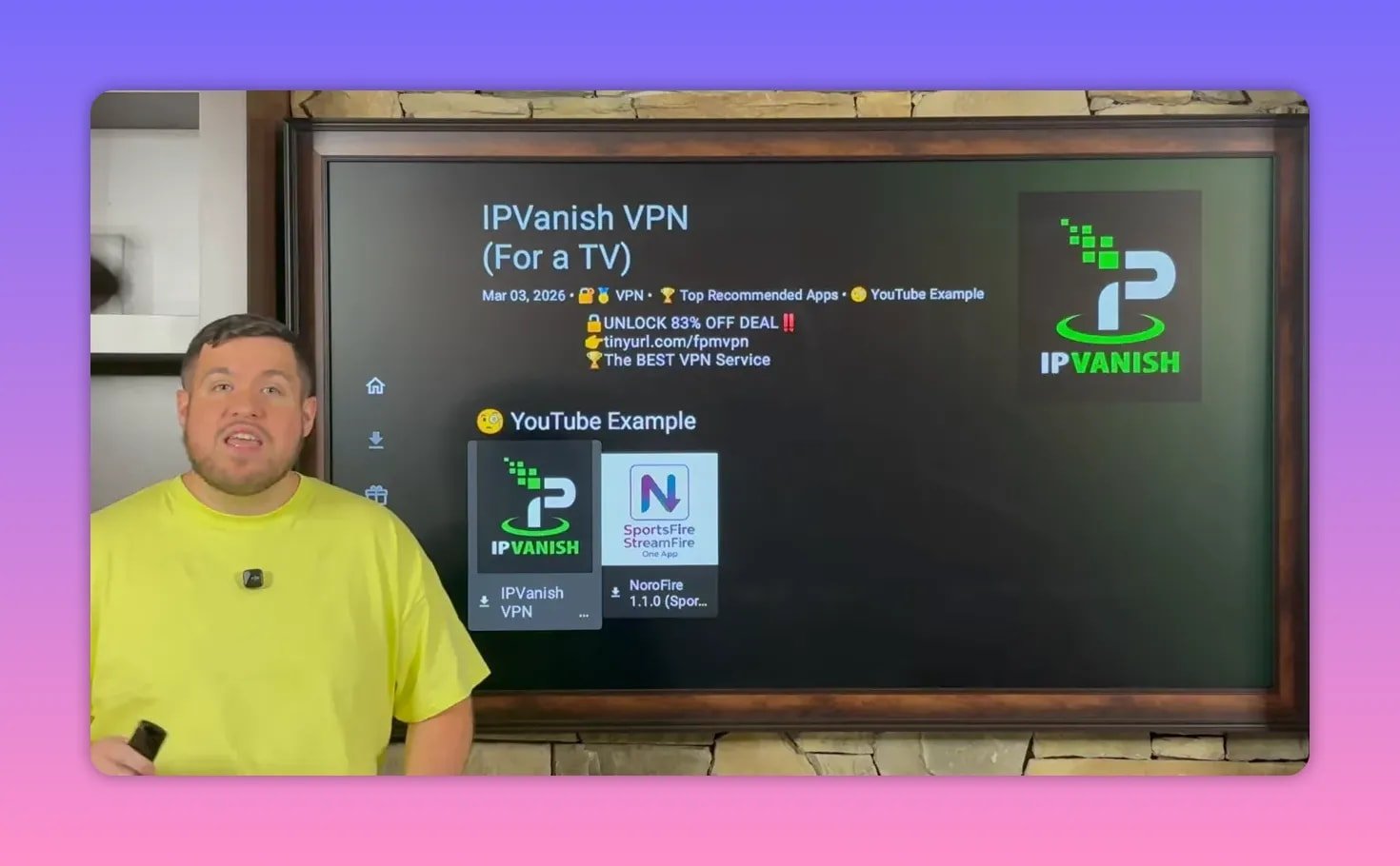 IPVanish VPN selected in the app store on a TV interface
