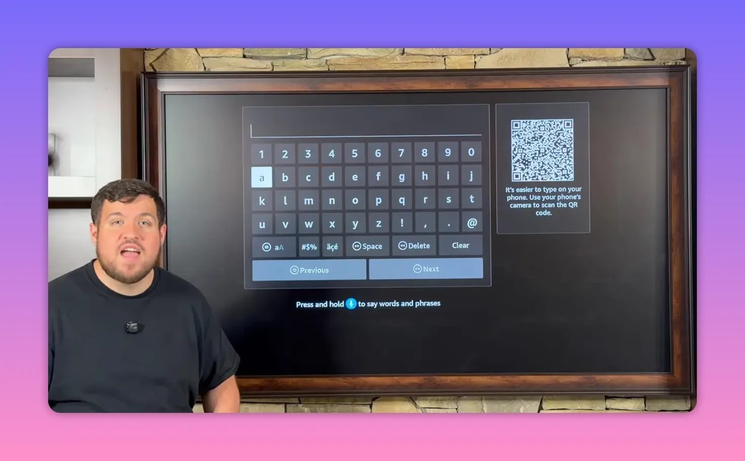 Unlinked on Fire TV showing QR code and keyboard for entering a library access code