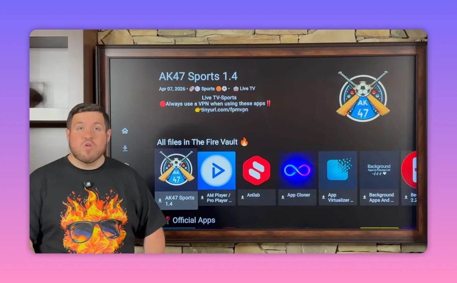 Unlinked Fire Vault app library screen with featured tiles