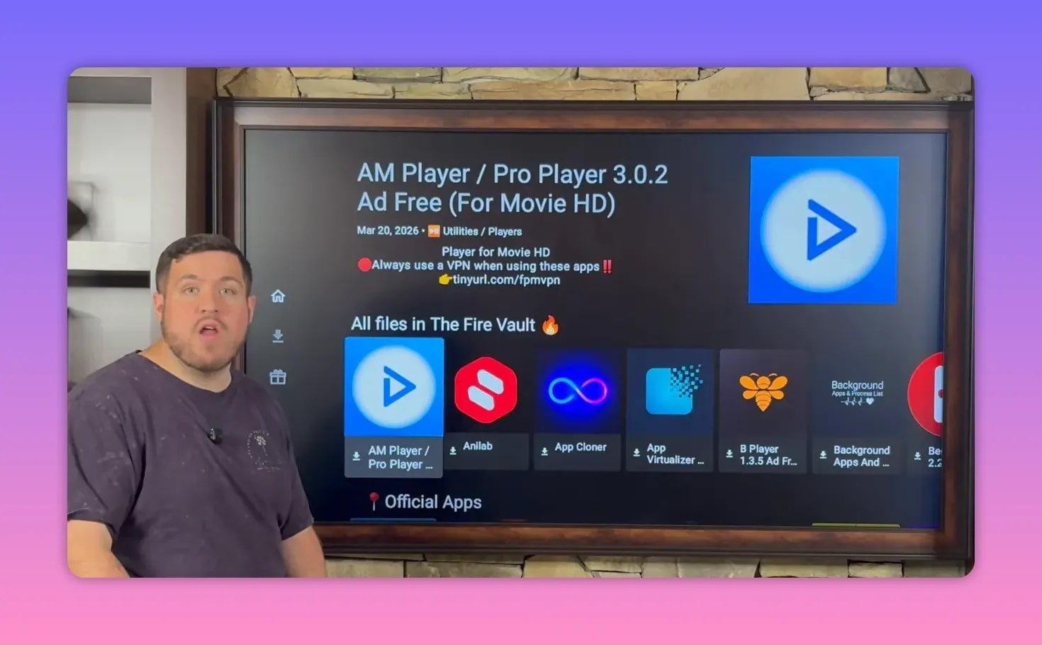 Unlinked Fire Vault screen displaying player and utility apps